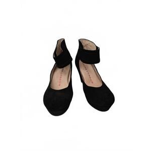 Sacha London Vera Ladies Black Suede Leather Platform  Pumps Peel And Stick Clo